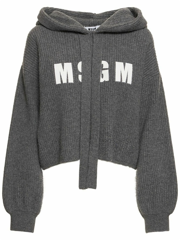 Photo: MSGM - Logo Oversized Wool Blend Knit Hoodie