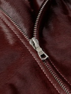 Dries Van Noten - Belted Calf Hair Biker Jacket - Burgundy
