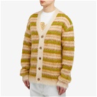 Marni Men's Mohair Stripe Knit Cardigan in Light Camel