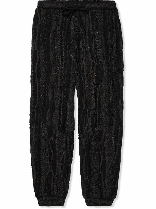 Photo: KAPITAL - Tapered Jacquard-Knit Cotton-Blend Drawstring Trousers - Black