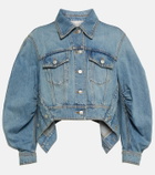 Alexander McQueen Puff-sleeve cropped denim jacket