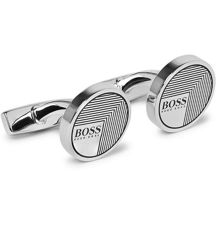 Photo: Hugo Boss - Cory Logo-Engraved Silver-Tone Cufflinks - Silver