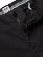 C.P. COMPANY - Logo-Appliquéd Garment-Dyed Cotton-Blend Cargo Shorts - Black