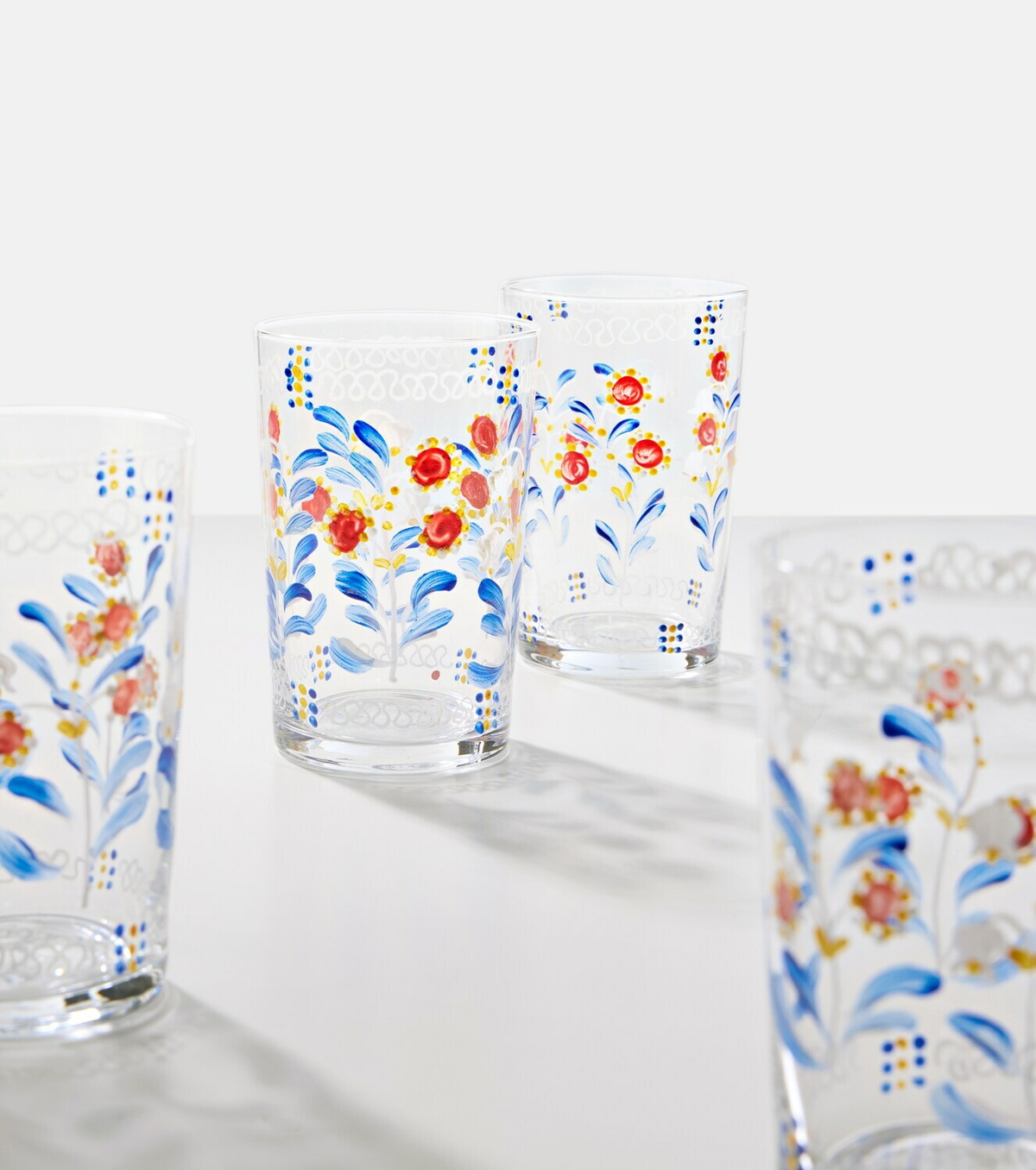 Cabana Marmara set of 2 floral glass tumblers