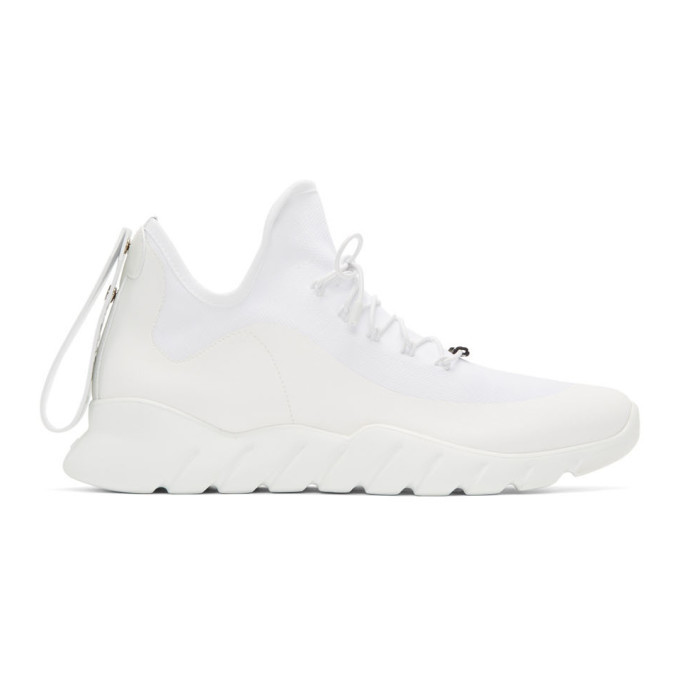 Fendi White Tech Knit High-Top Sneakers Fendi display picture 1
