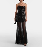 Rebecca Vallance Diana sequined mesh-trimmed gown