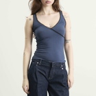Fruity Booty Women's Frill Wrap Vest Top in Navy