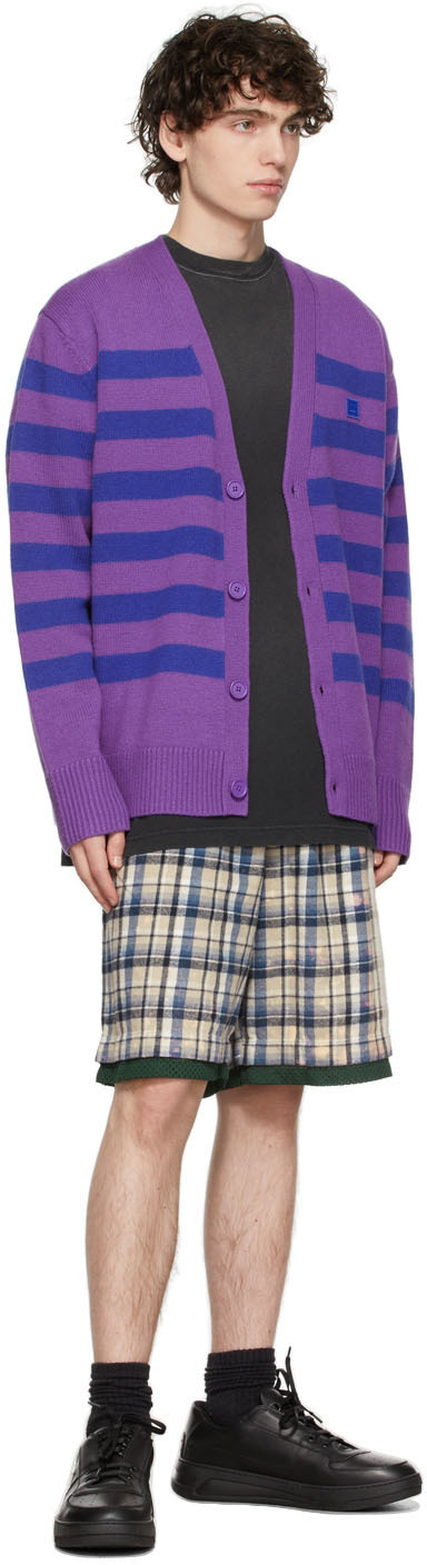 Acne Studios Purple & Blue Kimano Stripe Face Cardigan Acne Studios