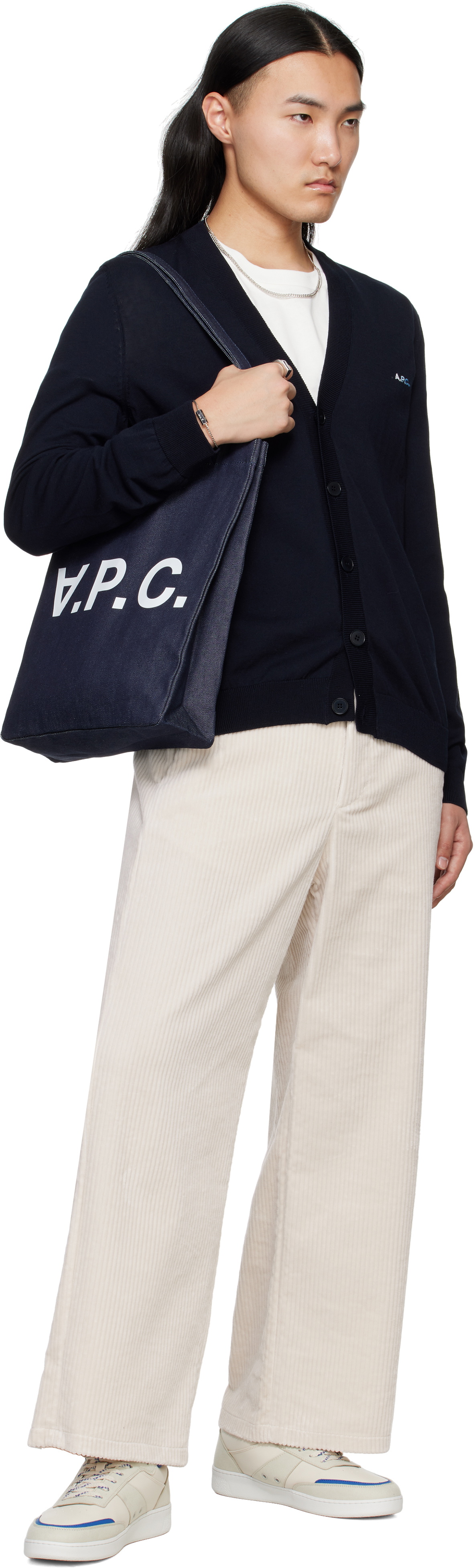 A.P.C. Off-White & Blue Plain Sneakers