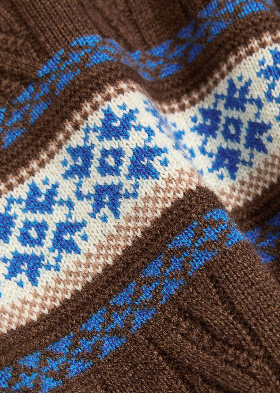 Guest In Residence Cable Collegiate Patterned Wool and Cashmere-blend Polo Shirt Brown