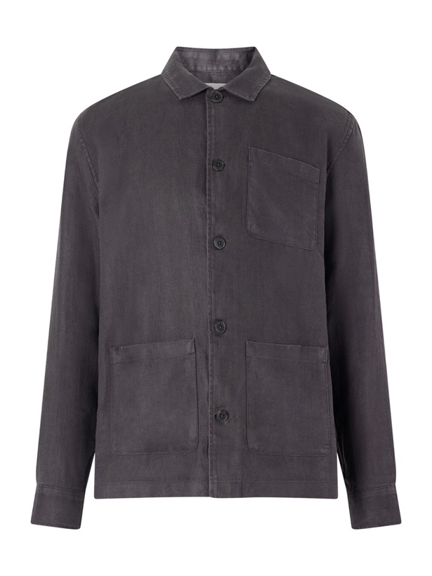 Photo: Onia - Herringbone Linen Overshirt - Brown