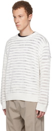 MM6 Maison Margiela Off-White Open-Knit Stripe Sweater