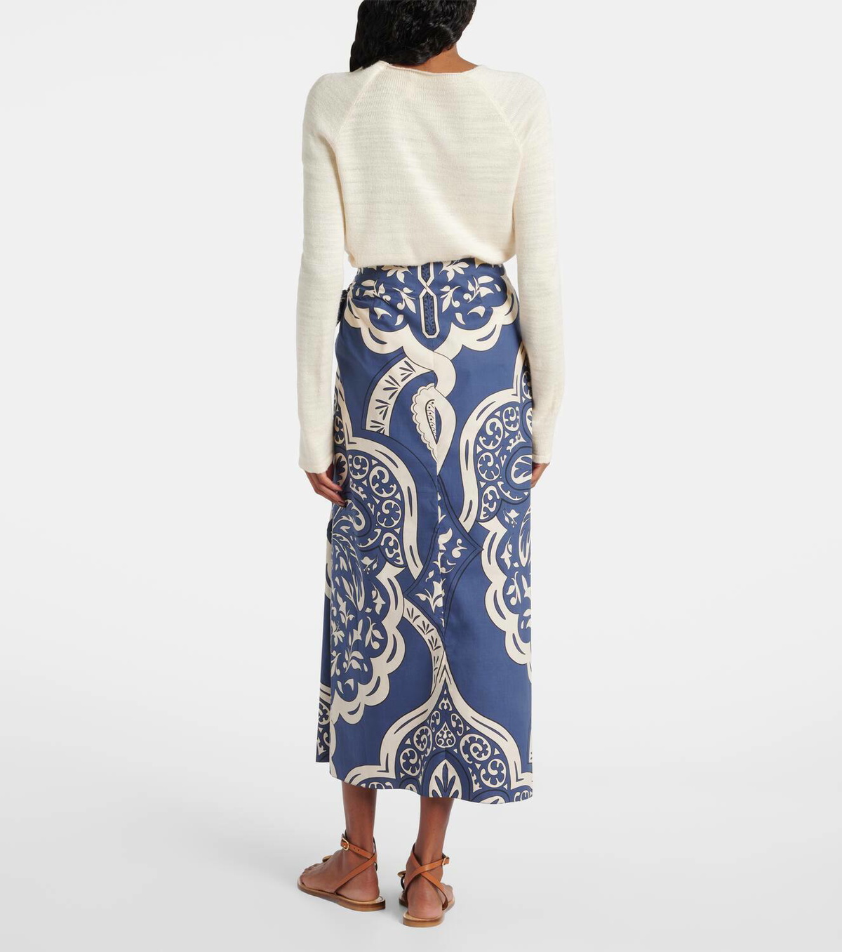Johanna Ortiz Printed cotton poplin wrap skirt