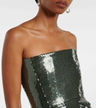 Alex Perry Draped sequined corset dress