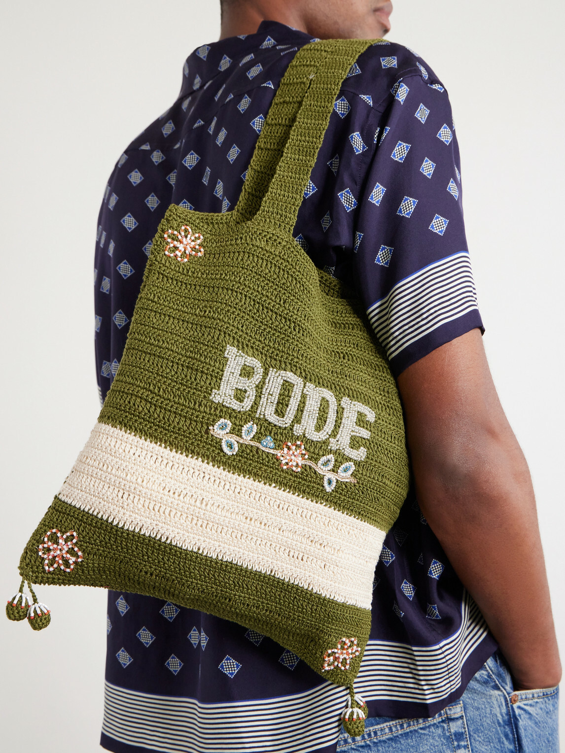 BODE - Marsh Embellished Crocheted Cotton Tote Bag