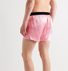 TOM FORD - Velvet-Trimmed Stretch-Silk Satin Boxer Shorts - Pink