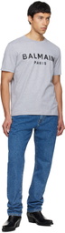 Balmain Gray Printed Cotton T-shirt