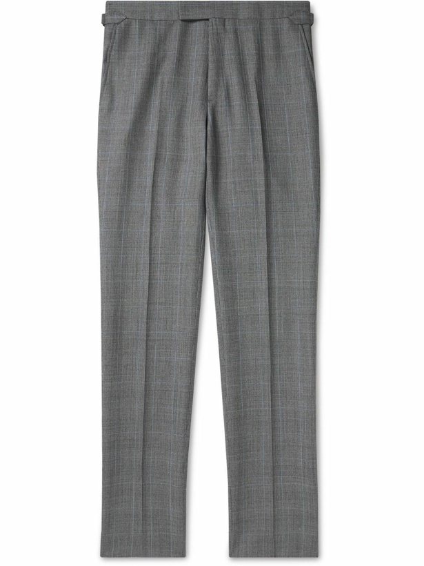 Photo: Kingsman - Straight-Leg Prince Of Wales Checked Wool Suit Trousers - Gray