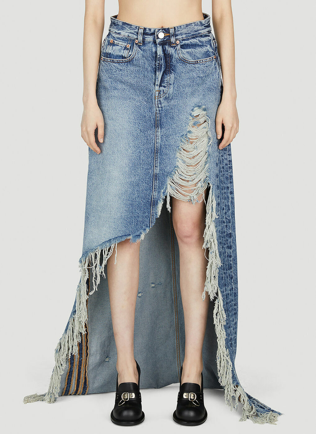 VETEMENTS Destroyed Denim Skirt female Light Blue Vetements