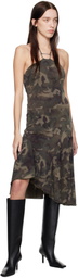 MISBHV Khaki Camo Mesh Trapezoid Midi Dress