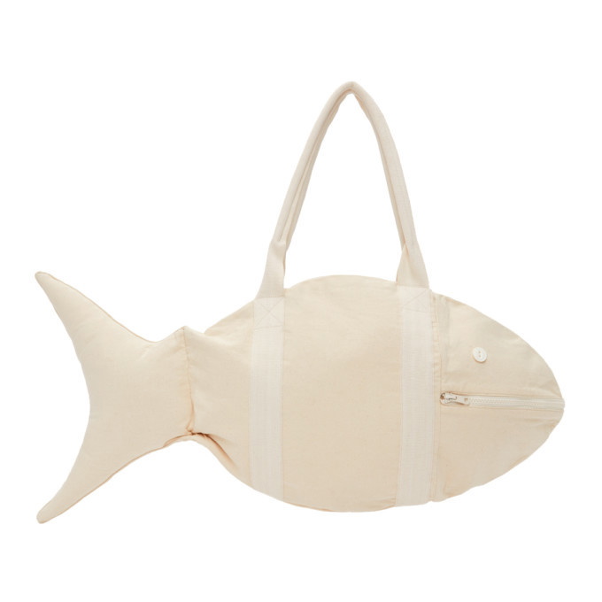 Bode Off-White Canvas Fish Bag Bode