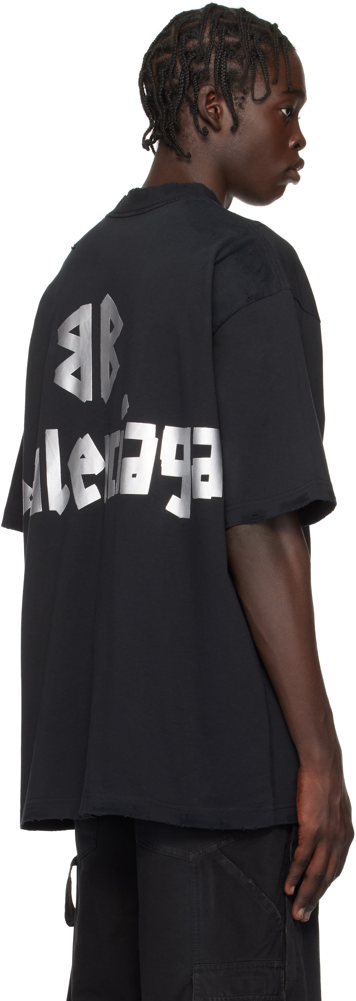 【関税・送料無料】Balenciaga NEW TAPE TYPE T-SHIRT Men's Security Tape Logo T-shirt Oversized in Black Faded