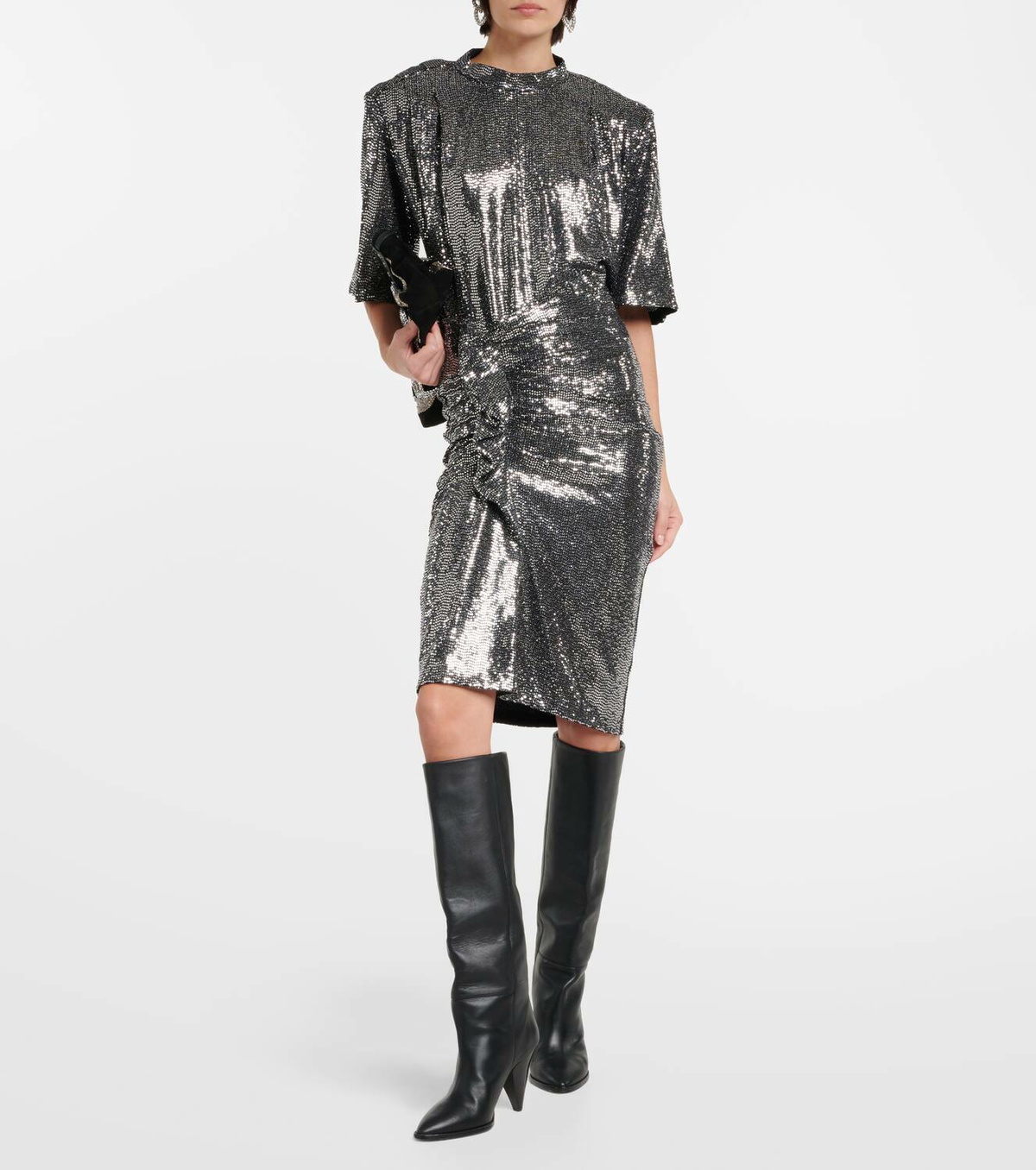 Marant Etoile Dolene ruffled sequined tulle skirt