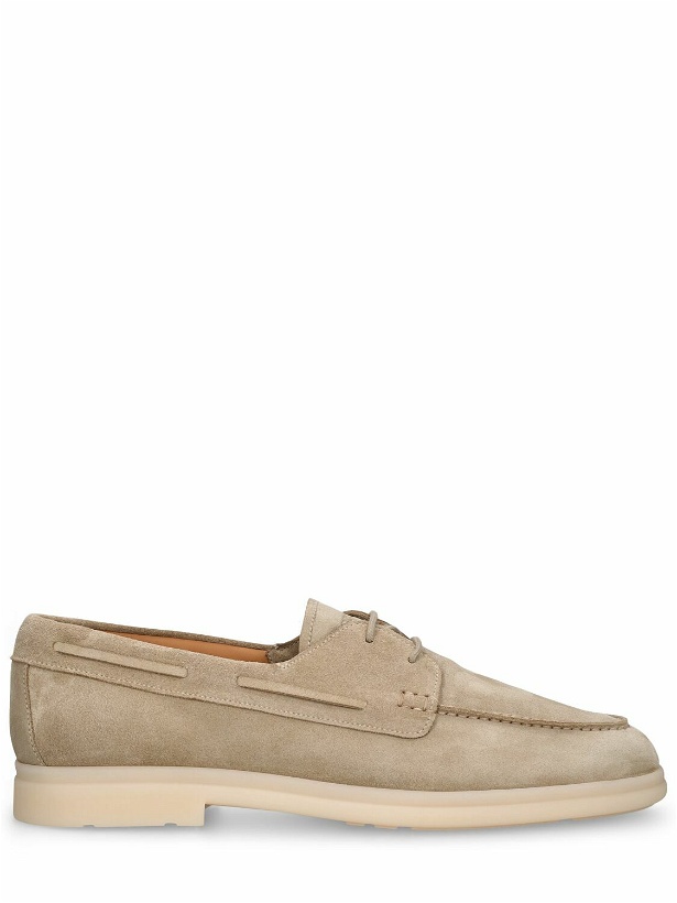 Photo: CHURCH'S Morley Suede Lace-up Boat Shoes