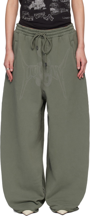 Photo: LU'U DAN Green Raw-Cut Bontan Sweatpants