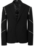 Alexander McQueen - Zip-Detailed Wool-Gabardine Blazer - Black