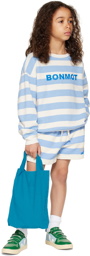 Bonmot Organic Kids Blue & Off-White Striped Shorts