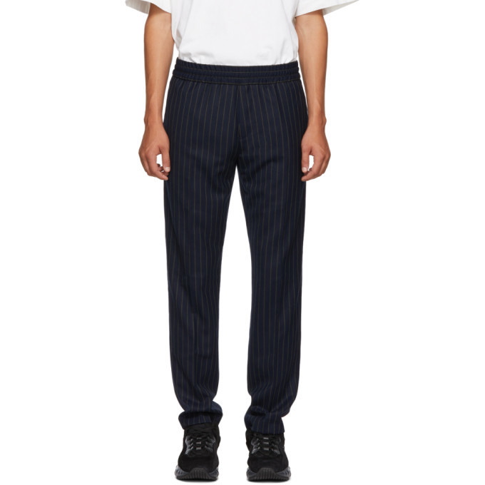 Photo: Acne Studios Navy and Green Striped Ryder Trousers