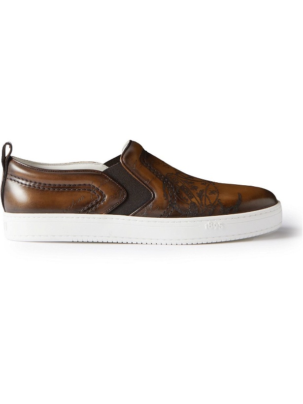 Photo: Berluti - Scritto Venezia Leather Slip-On Sneakers - Brown