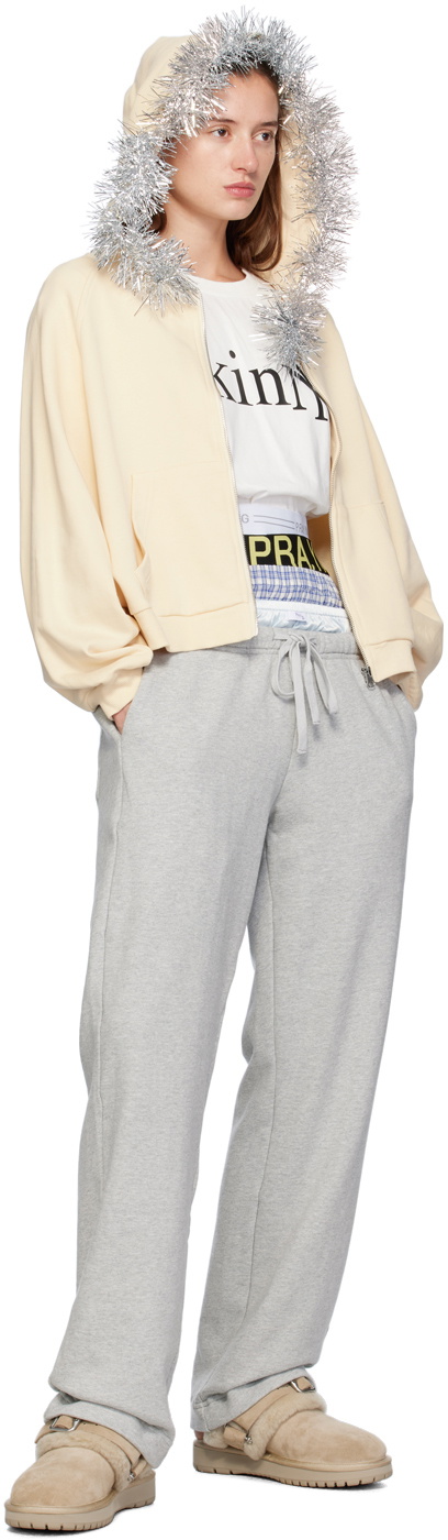 Praying Beige Tinsel Fur Hoodie