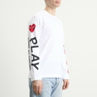 Comme des Garçons Play Red Heart Long Sleeve T-Shirt in White