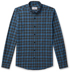 AMI - Button-Down Collar Checked Flannel Shirt - Blue