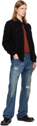 RRL Blue Slim Boot Sutton Repaired Selvedge Jeans