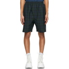 Balenciaga Navy and Green Nylon Tartan Shorts