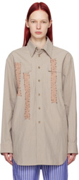 Edward Cuming Brown Printed Shirt