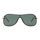 Ray-Ban Black and Gold Pilot Shield Sunglasses