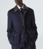Brunello Cucinelli Leather-trimmed wool jacket