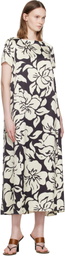 Dries Van Noten Black & Off-White Floral Midi Dress