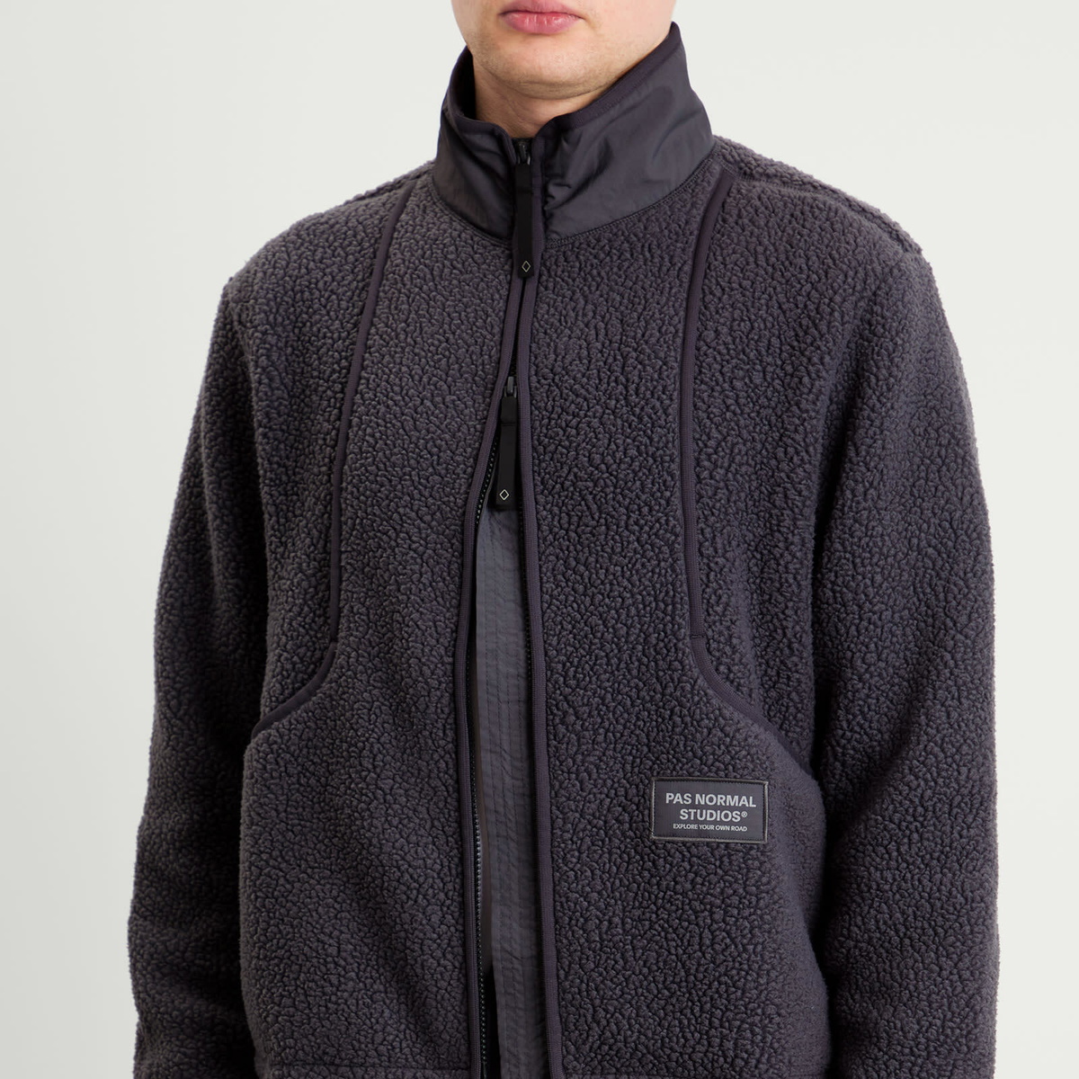 Pas Normal Studios Men's Off-Race Pile Fleece Jacket in Steel