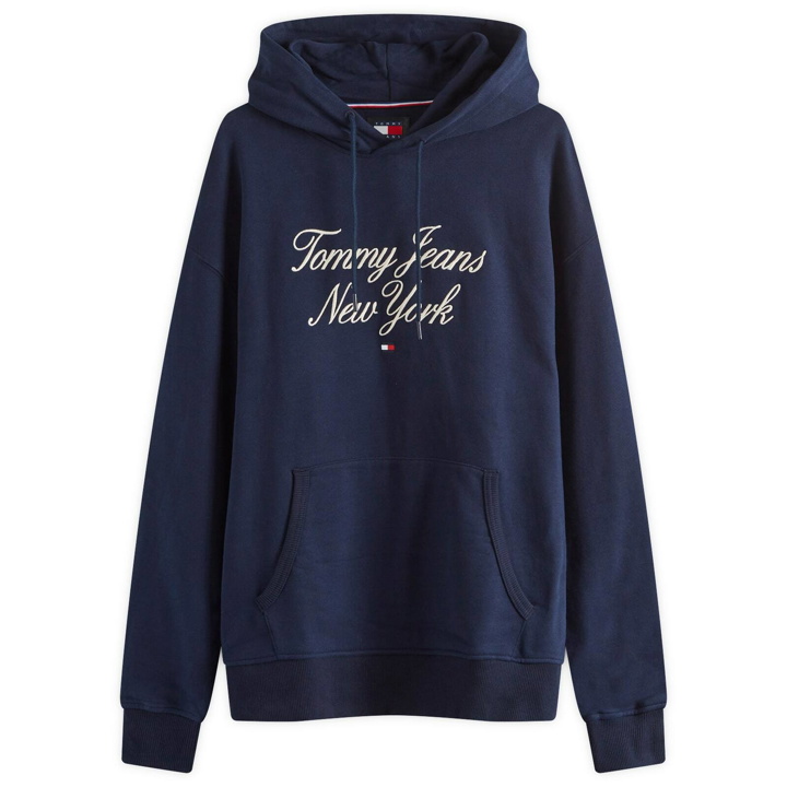 Photo: Tommy Jeans Men's Luxe Serif NY Hoodie in Dark Night Navy