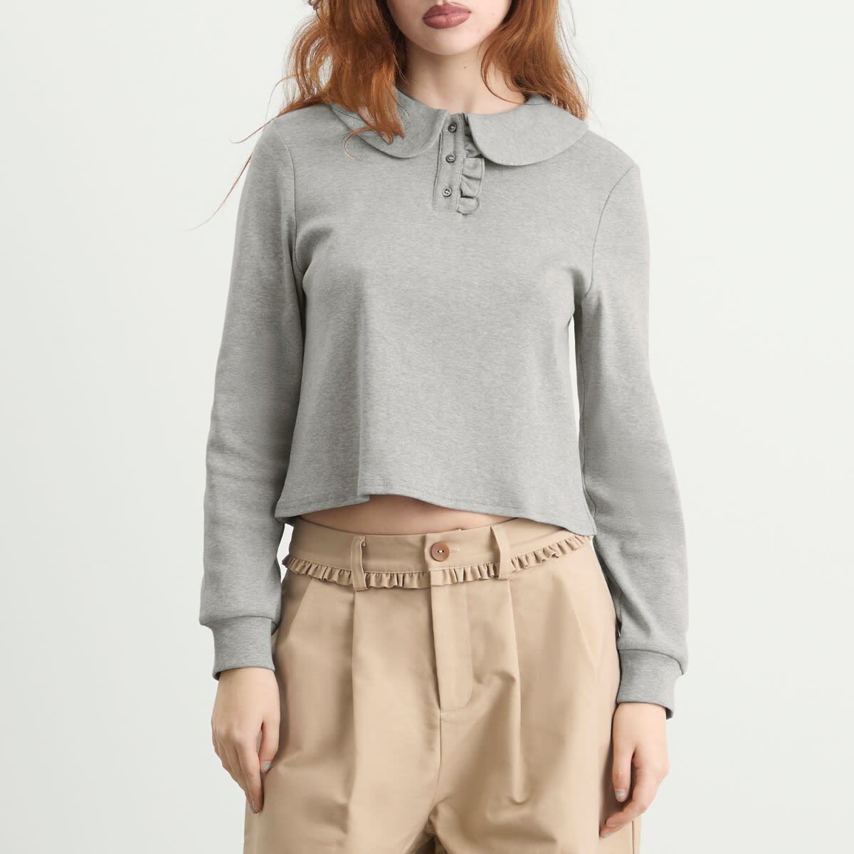 My Mum Made It Women's Polo Long Sleeve Top in Grey