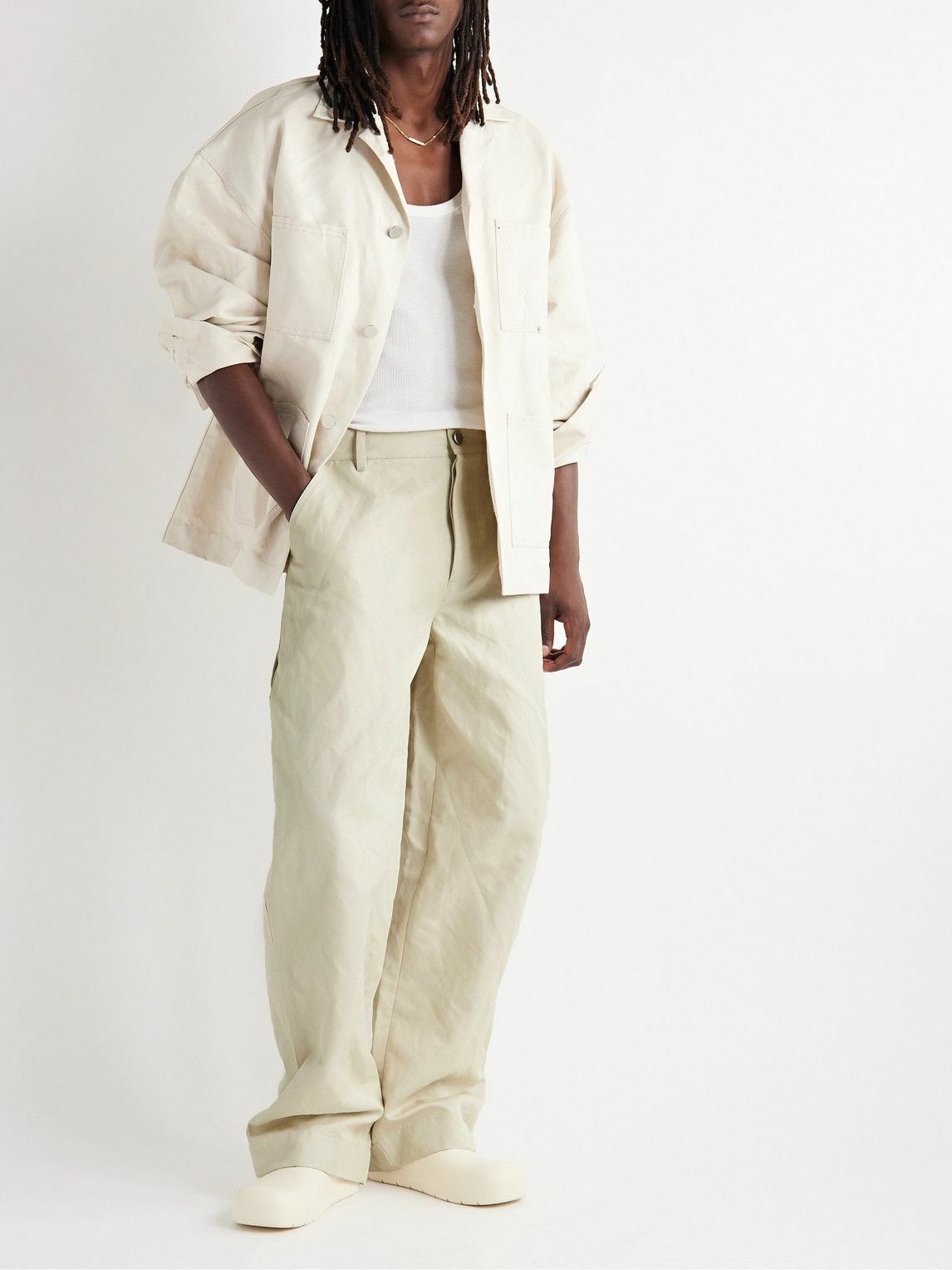 Bottega Veneta Wide Leg with Turn-Up Cuffs Trousers Cream