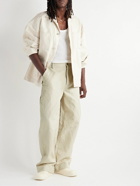 Bottega Veneta - Wide-Leg Crinkled Cotton-Blend Twill Trousers - Neutrals