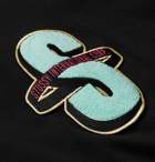 Stüssy - Logo-Appliquéd Fleece-Back Cotton-Jersey Hoodie - Black