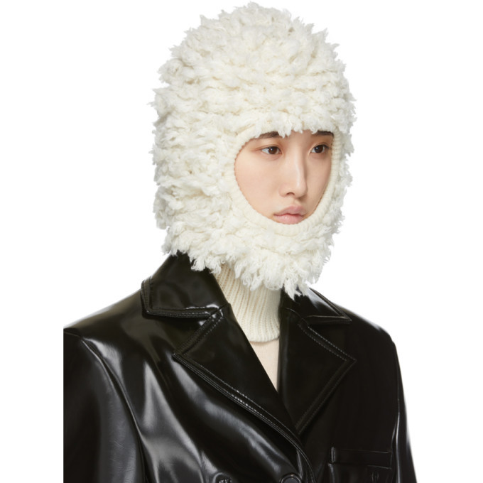 Alanui Off-White Wool Fur Stitches Balaclava