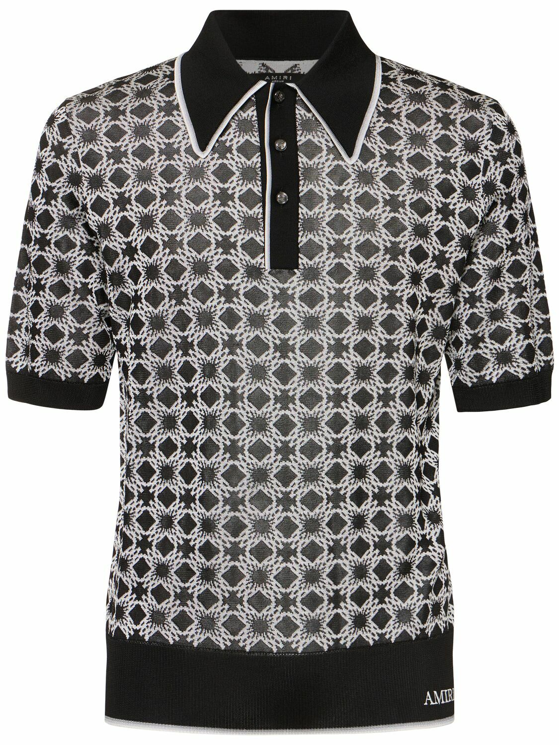 AMIRI Men's Checkered Oversized Woven Polo in Burnt Orange Amiri